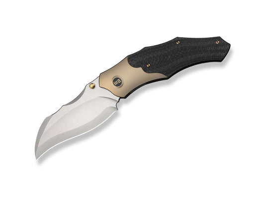 Briceag Orc Boss 20CV Champagne Ti Twill CF WE Knife- Lamă 20CV, Mâner Titan CF