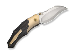 Briceag Orc Boss 20CV Champagne Ti Twill CF WE Knife- Lamă 20CV, Mâner Titan CF