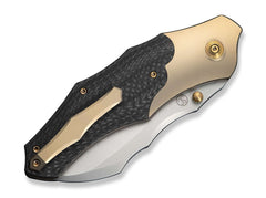Briceag Orc Boss 20CV Champagne Ti Twill CF WE Knife- Lamă 20CV, Mâner Titan CF