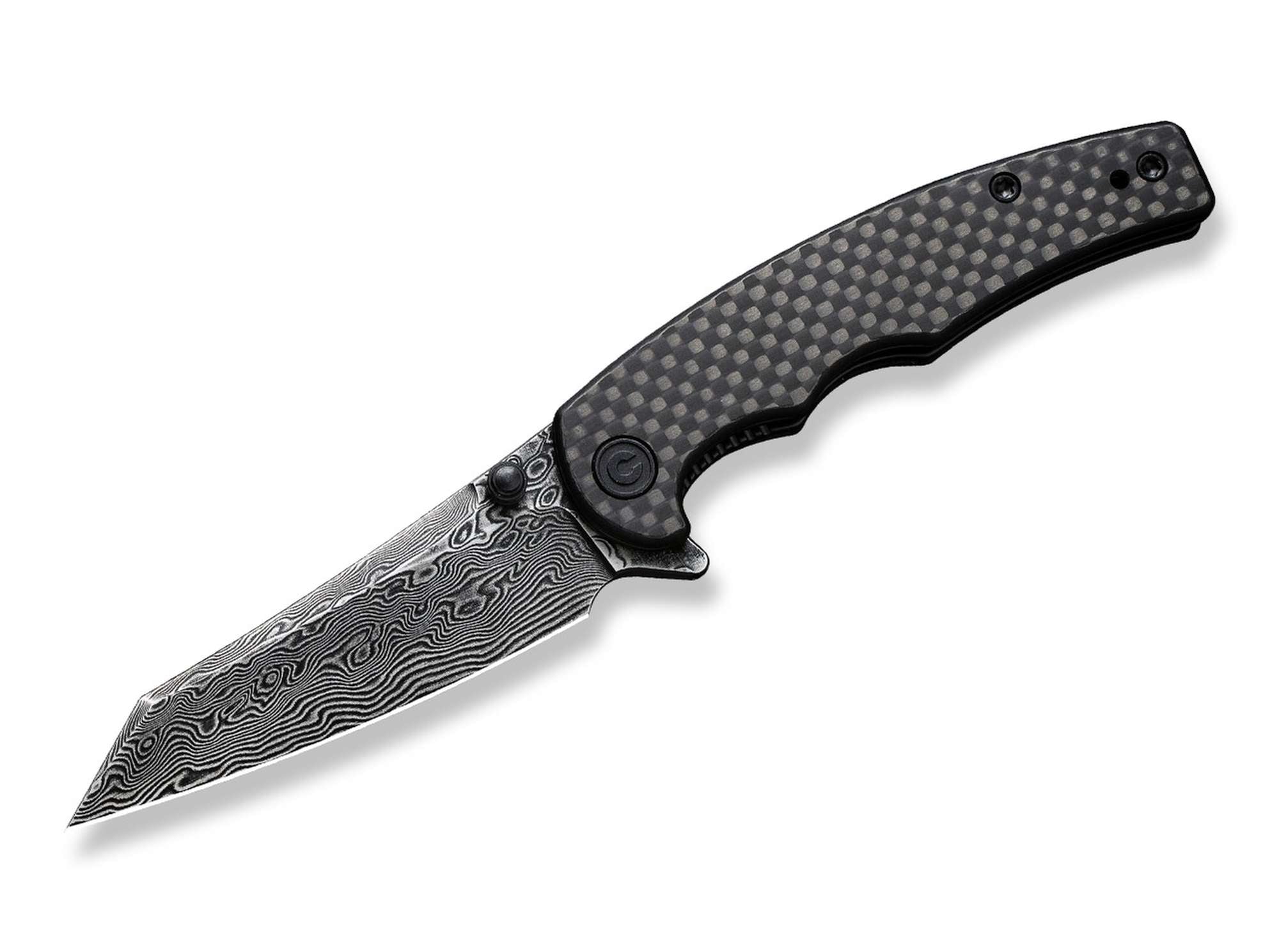 Briceag P87 Twill Carbon Damascus CIVIVI- Design Slim, Lama Damascus