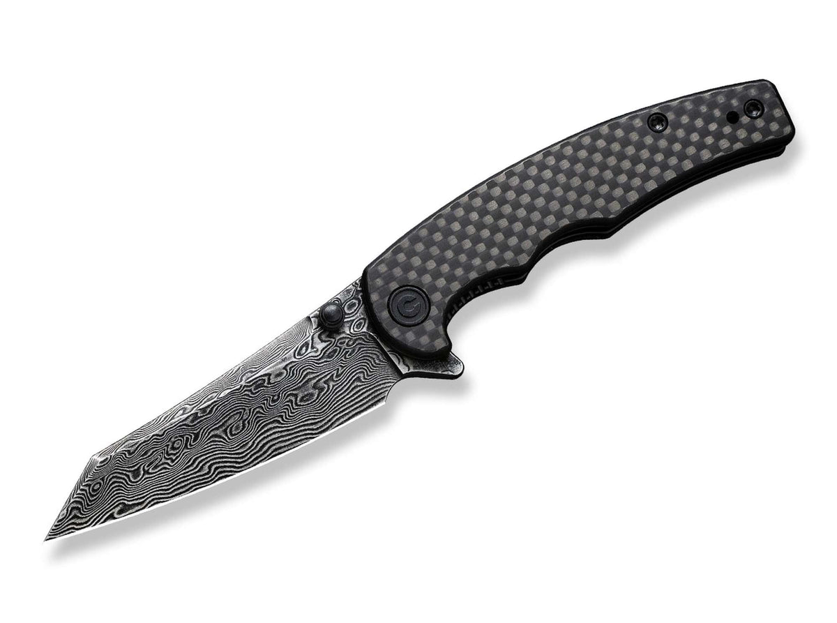 Briceag P87 Twill Carbon Damascus CIVIVI- Design Slim, Lama Damascus