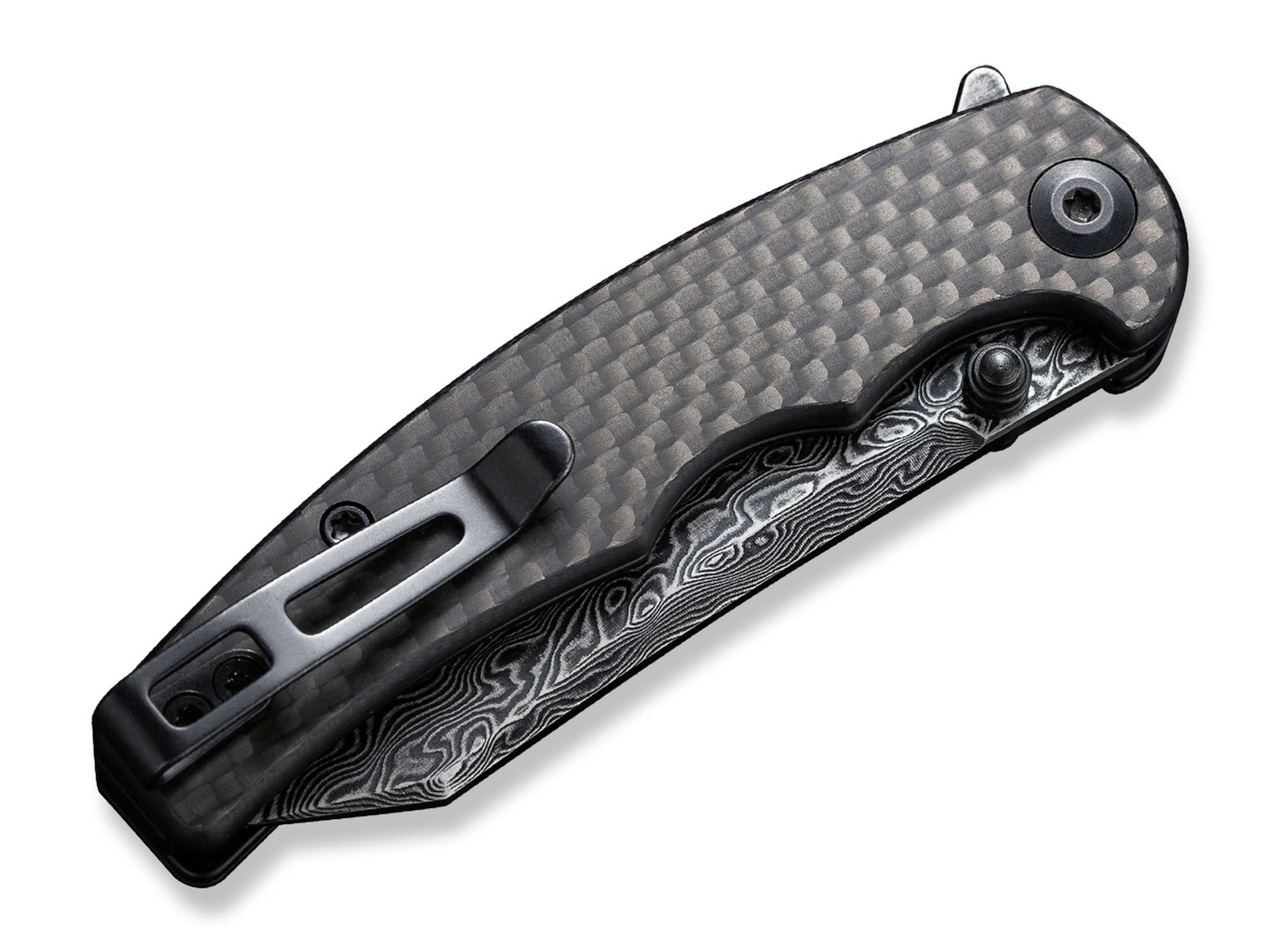 Briceag P87 Twill Carbon Damascus CIVIVI- Design Slim, Lama Damascus