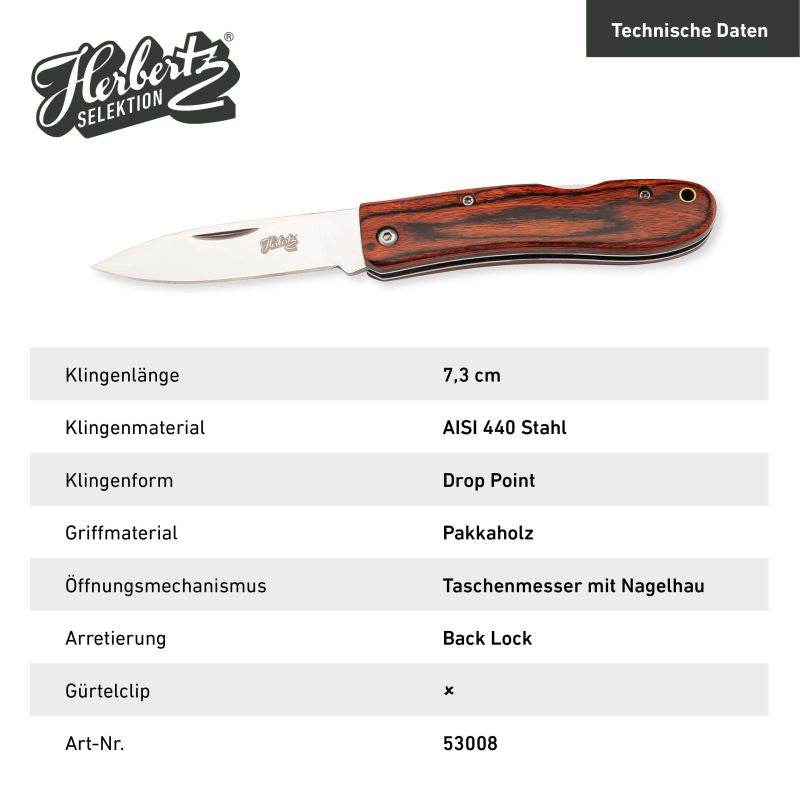 Briceag Pakkaholz Herbertz Selektion - Oțel 440 A, Blocare Backlock