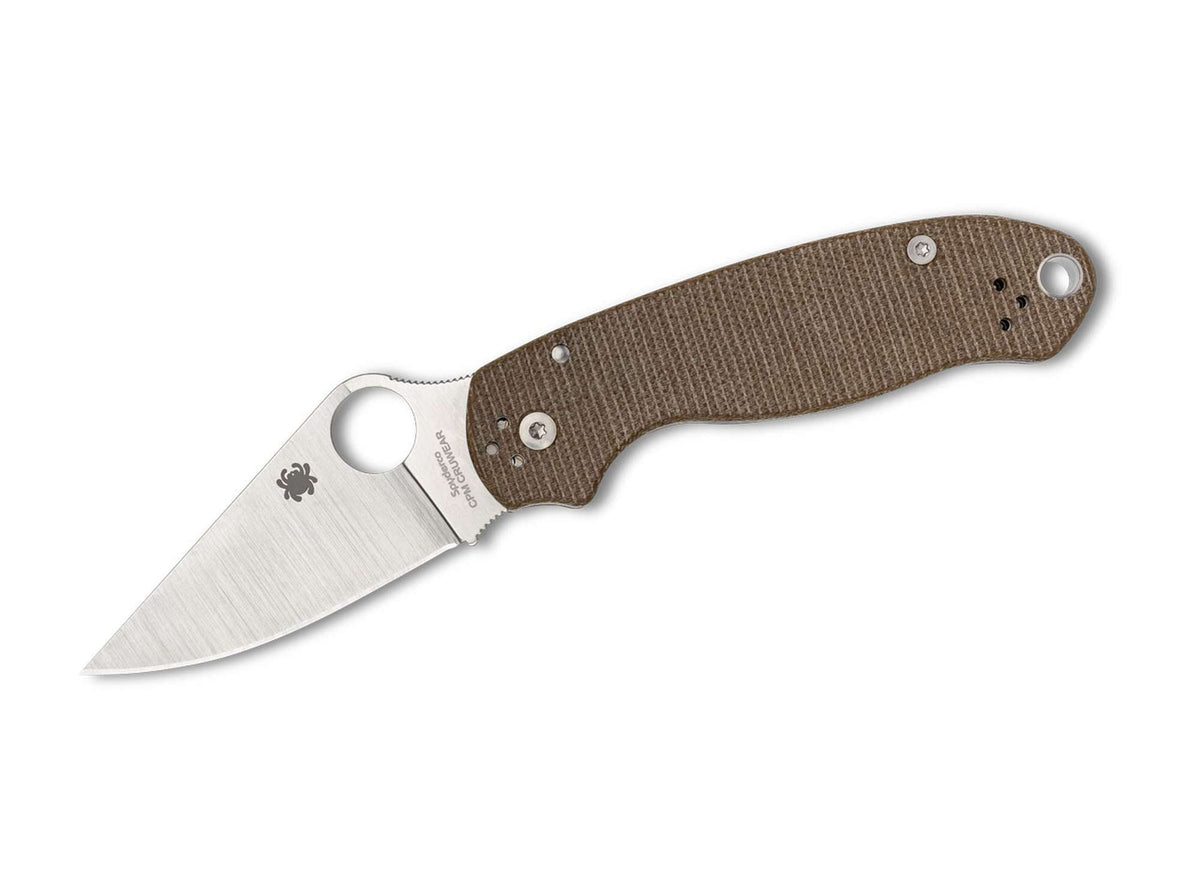 Briceag Para 3 Brown Canvas Micarta CPM Cru-Wear PlainEdge Spyderco- Cru-Wear, Micarta