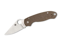 Briceag Para 3 Brown Canvas Micarta CPM Cru-Wear PlainEdge Spyderco- Cru-Wear, Micarta