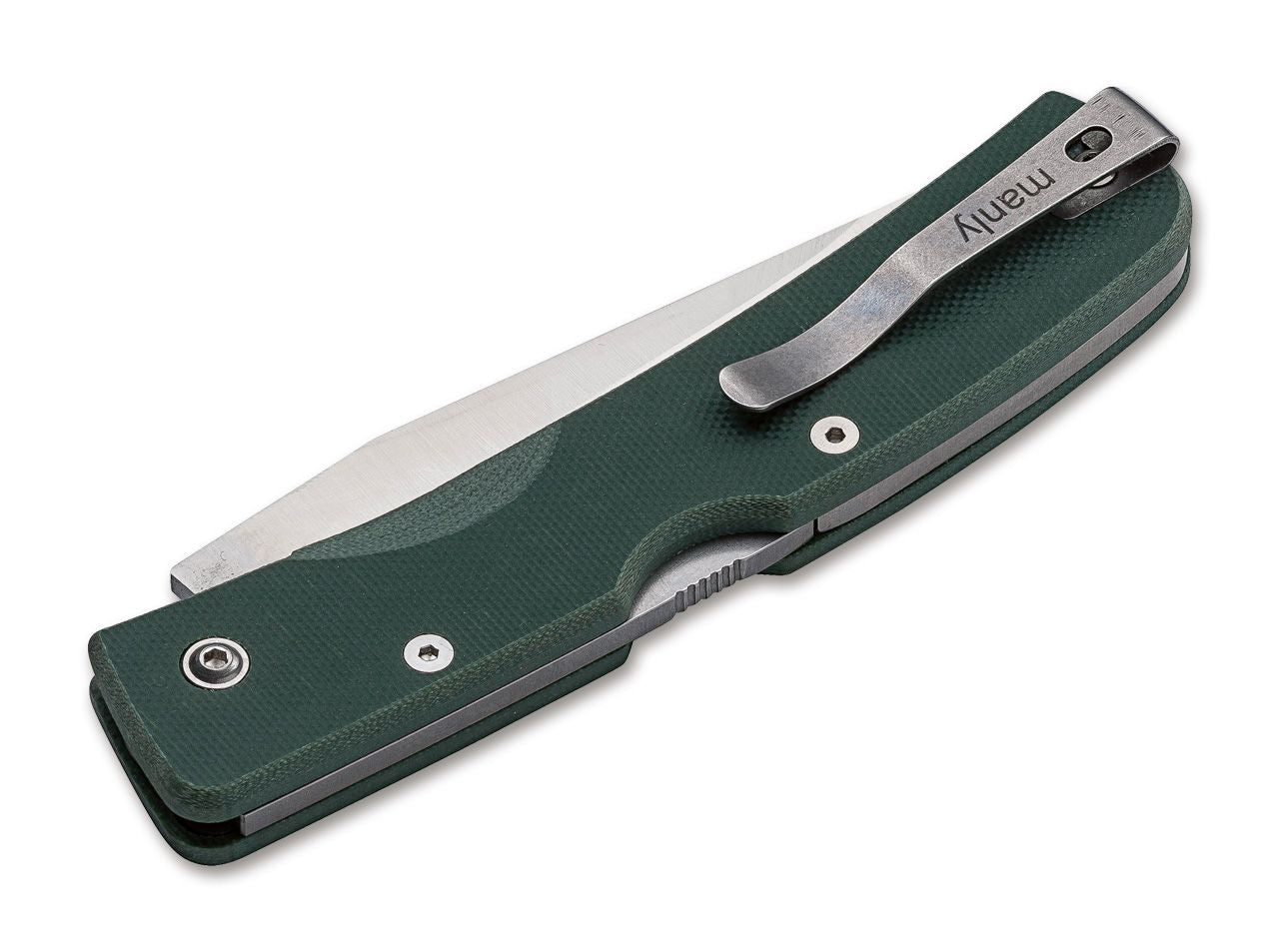 Briceag Peak D2 Military Green Two Hand Manly- Lama D2, Clip Reversibil