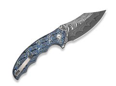 Briceag Pentad Damascus Blue & White Vortex Micarta CIVIVI- Lama Damasc, Maner Micarta