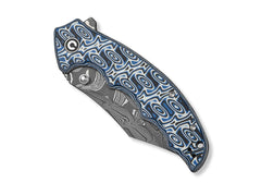 Briceag Pentad Damascus Blue & White Vortex Micarta CIVIVI- Lama Damasc, Maner Micarta
