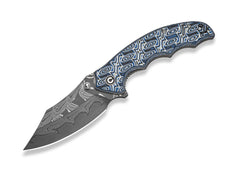 Briceag Pentad Damascus Blue & White Vortex Micarta CIVIVI- Lama Damasc, Maner Micarta