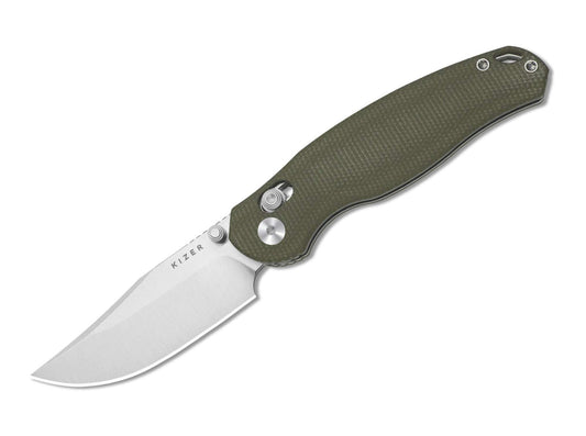 Briceag Phoca CC AEB-L Green Micarta Kizer- Maner Micarta Aderent, Blocare Clutch Lock