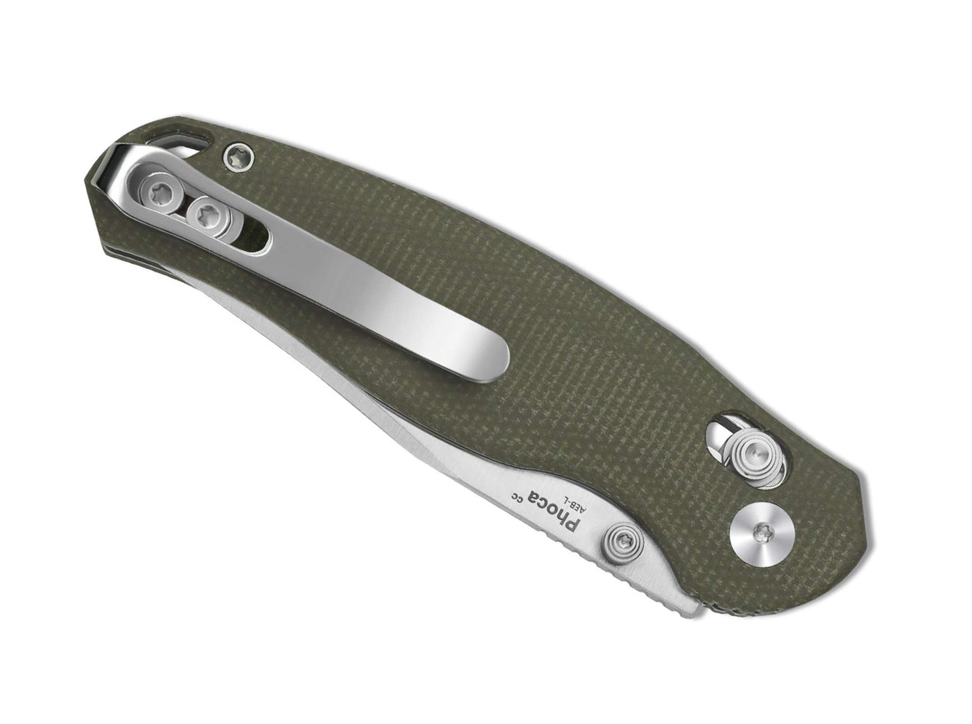 Briceag Phoca CC AEB-L Green Micarta Kizer- Maner Micarta Aderent, Blocare Clutch Lock