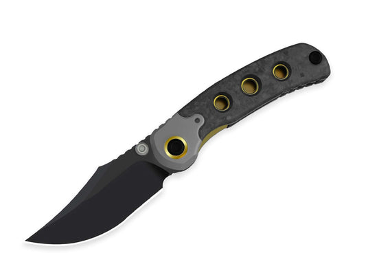 Briceag Pioneer M390 Clippoint Ti Marble CF DLC Kizer- Lama M390, Mâner Ti-CF