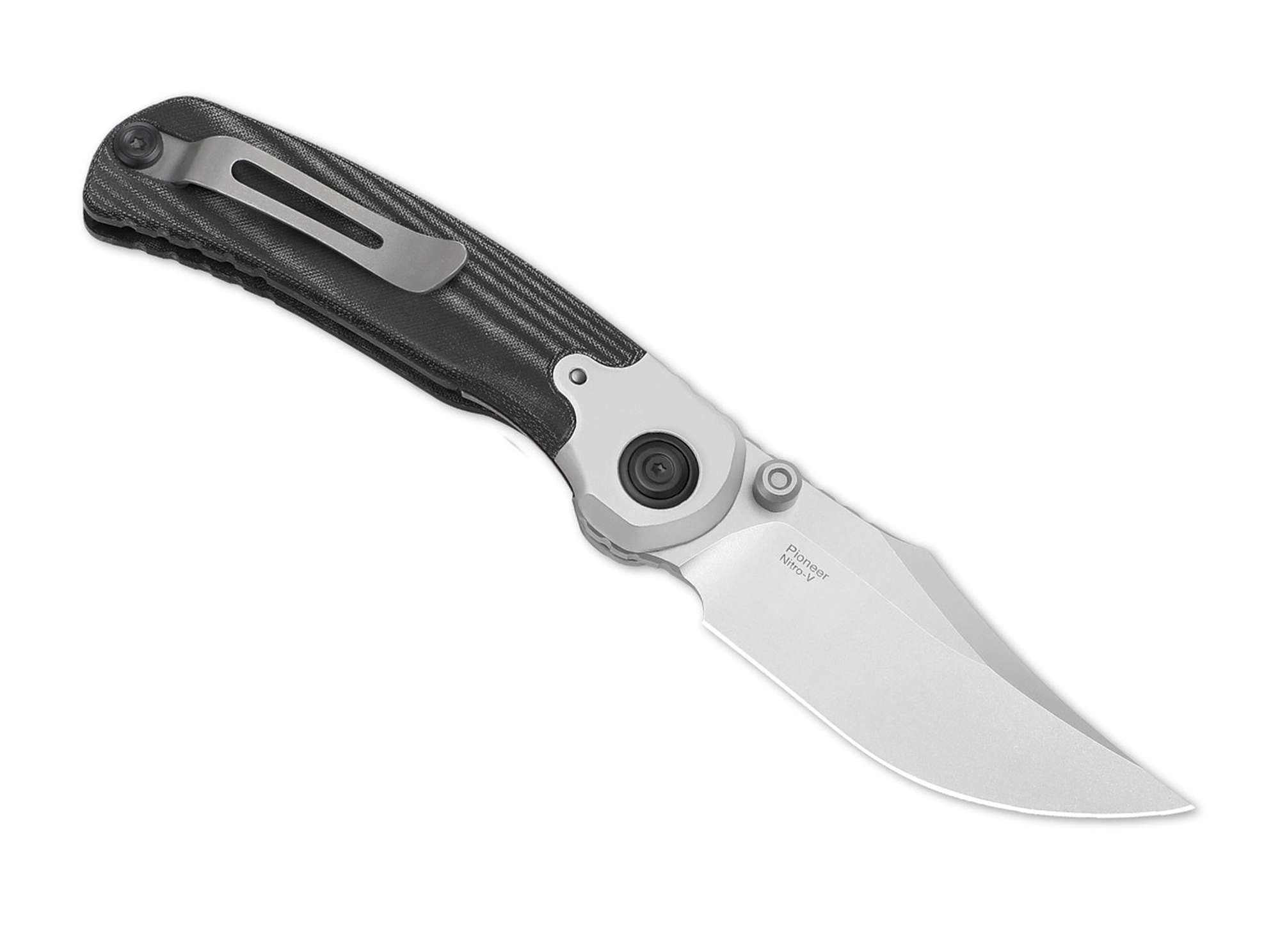 Briceag Pioneer Nitro-V Aluminum & Black Micarta Kizer- Lama Nitro-V, Maner Micarta
