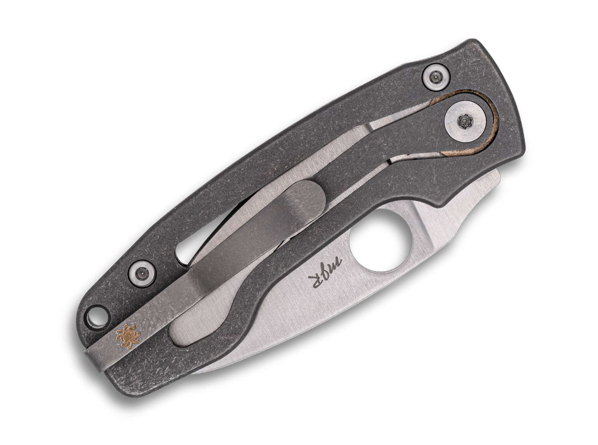 Briceag Pits 2 M398 Slipit Ti PlainEdge Spyderco- Non-Locking, Titan