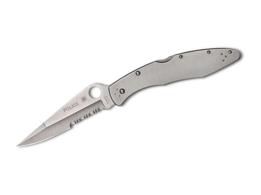 Briceag Police Combination Spyderco- Maner Inox, Fiabilitate Dovedita