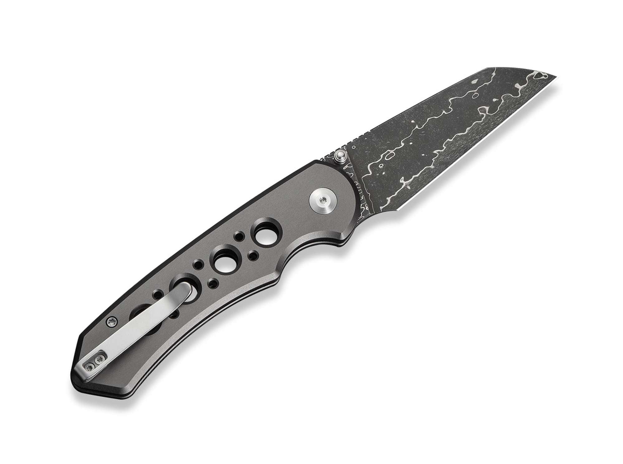 Briceag Pragma Prime Damascus Gray Aluminum CIVIVI- Lama Damascus, Utilizare EDC