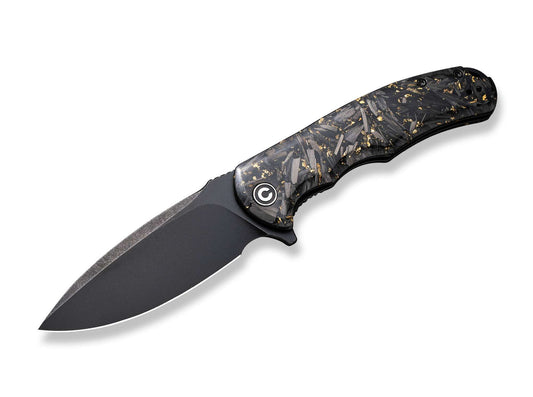 Briceag Praxis Shredded Carbon Gold CIVIVI- Maner Carbon Gold, Deschidere Flipper