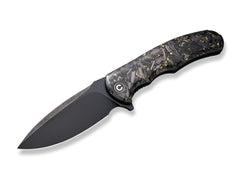 Briceag Praxis Shredded Carbon Gold CIVIVI- Maner Carbon Gold, Deschidere Flipper