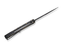 Briceag Praxis Shredded Carbon Gold CIVIVI- Maner Carbon Gold, Deschidere Flipper