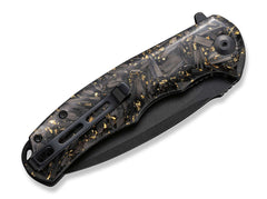 Briceag Praxis Shredded Carbon Gold CIVIVI- Maner Carbon Gold, Deschidere Flipper