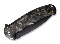 Briceag Praxis Shredded Carbon Gold CIVIVI- Maner Carbon Gold, Deschidere Flipper