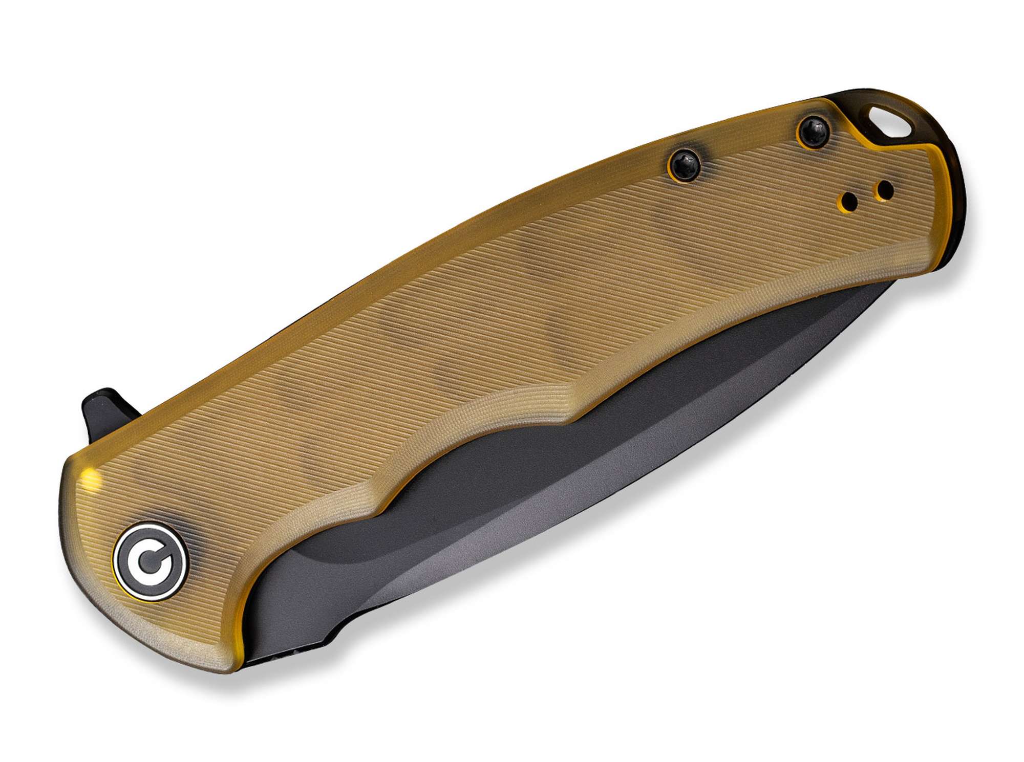 Briceag Praxis Ultem Amber & Black CIVIVI- Maner Ultem, Lama Acoperita Negru