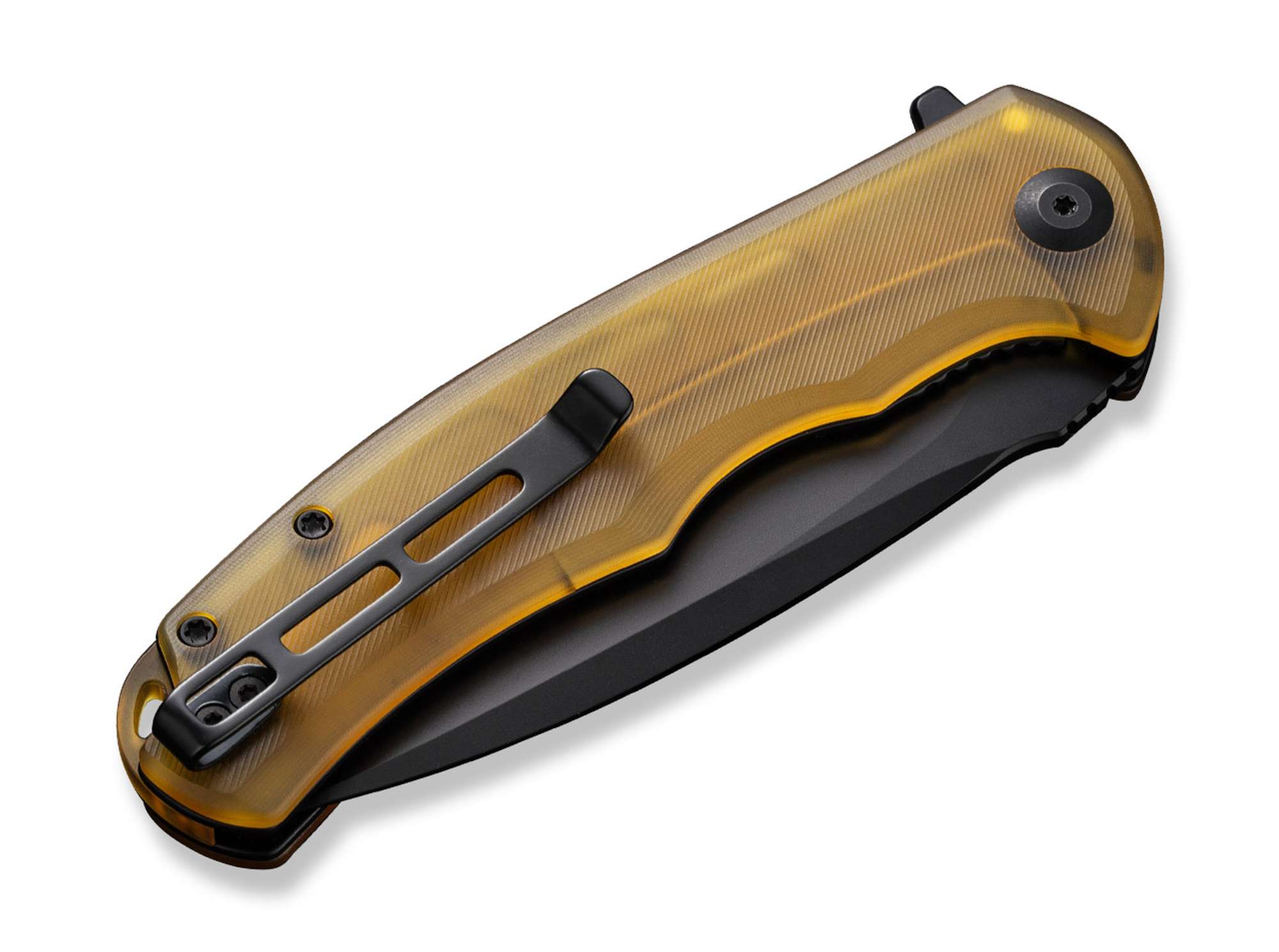 Briceag Praxis Ultem Amber & Black CIVIVI- Maner Ultem, Lama Acoperita Negru