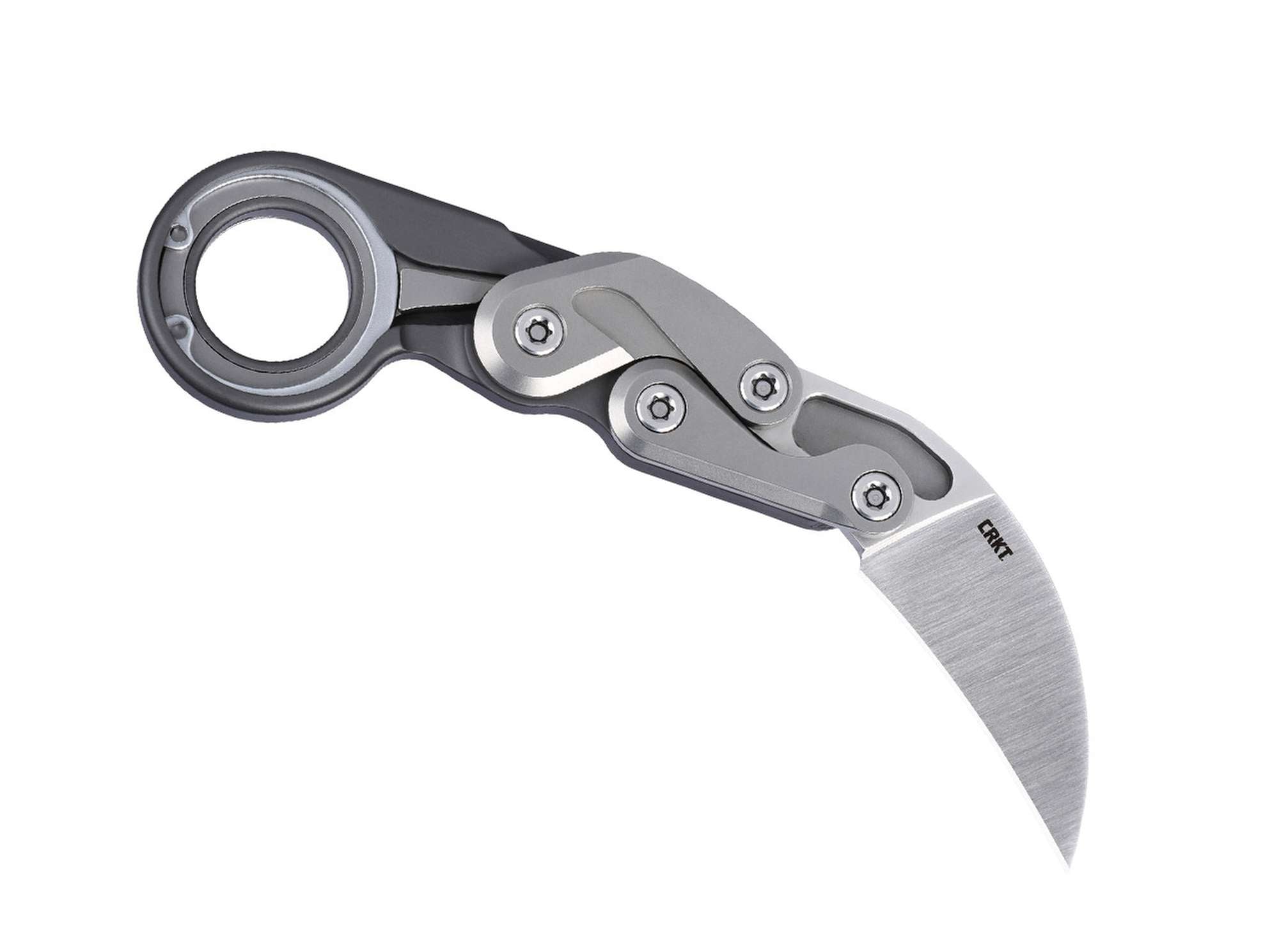 Briceag Provoke Aluminum Gray CRKT- Mecanism Kinematic, Lama Hawkbill D2