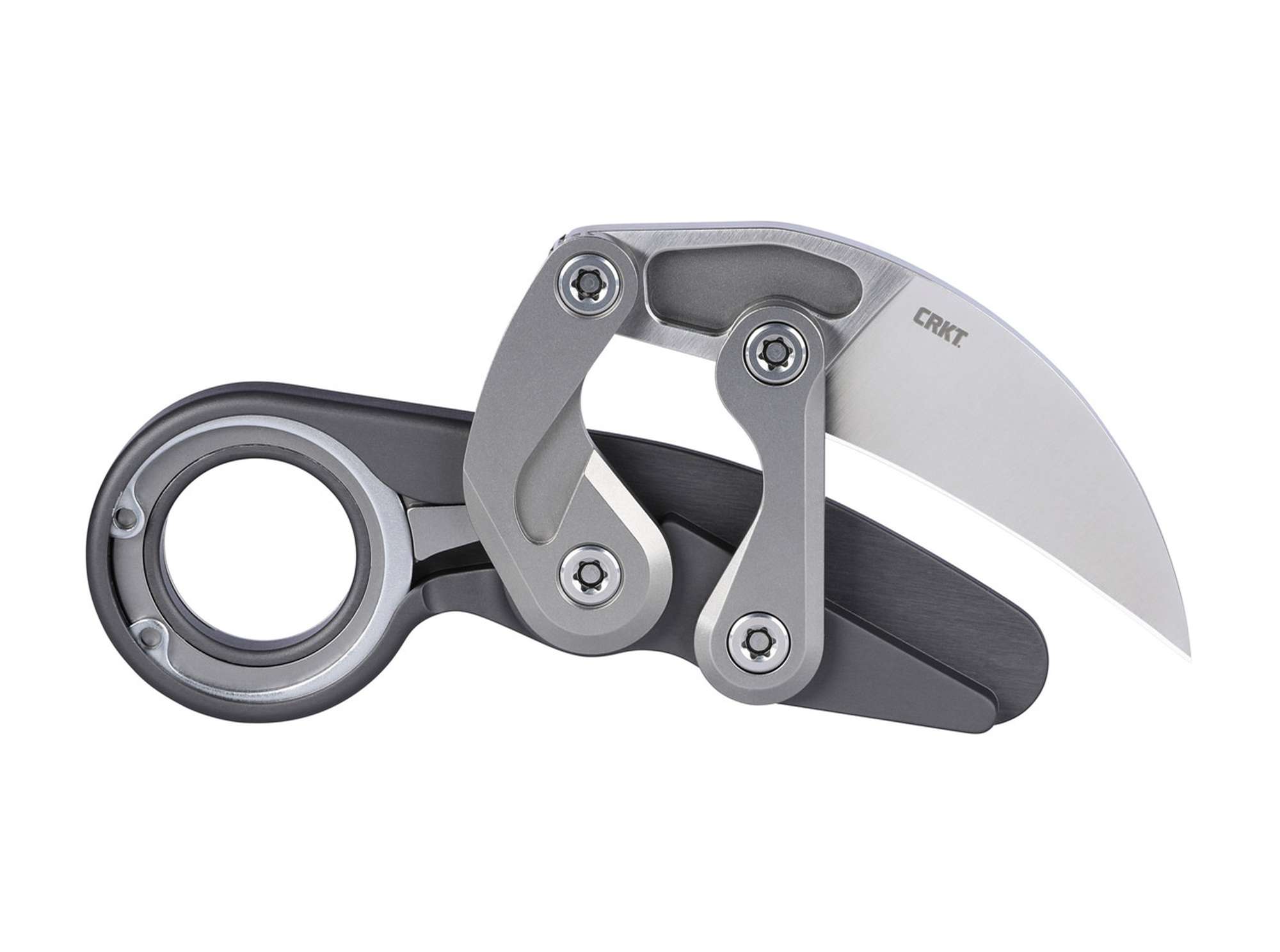 Briceag Provoke Aluminum Gray CRKT- Mecanism Kinematic, Lama Hawkbill D2