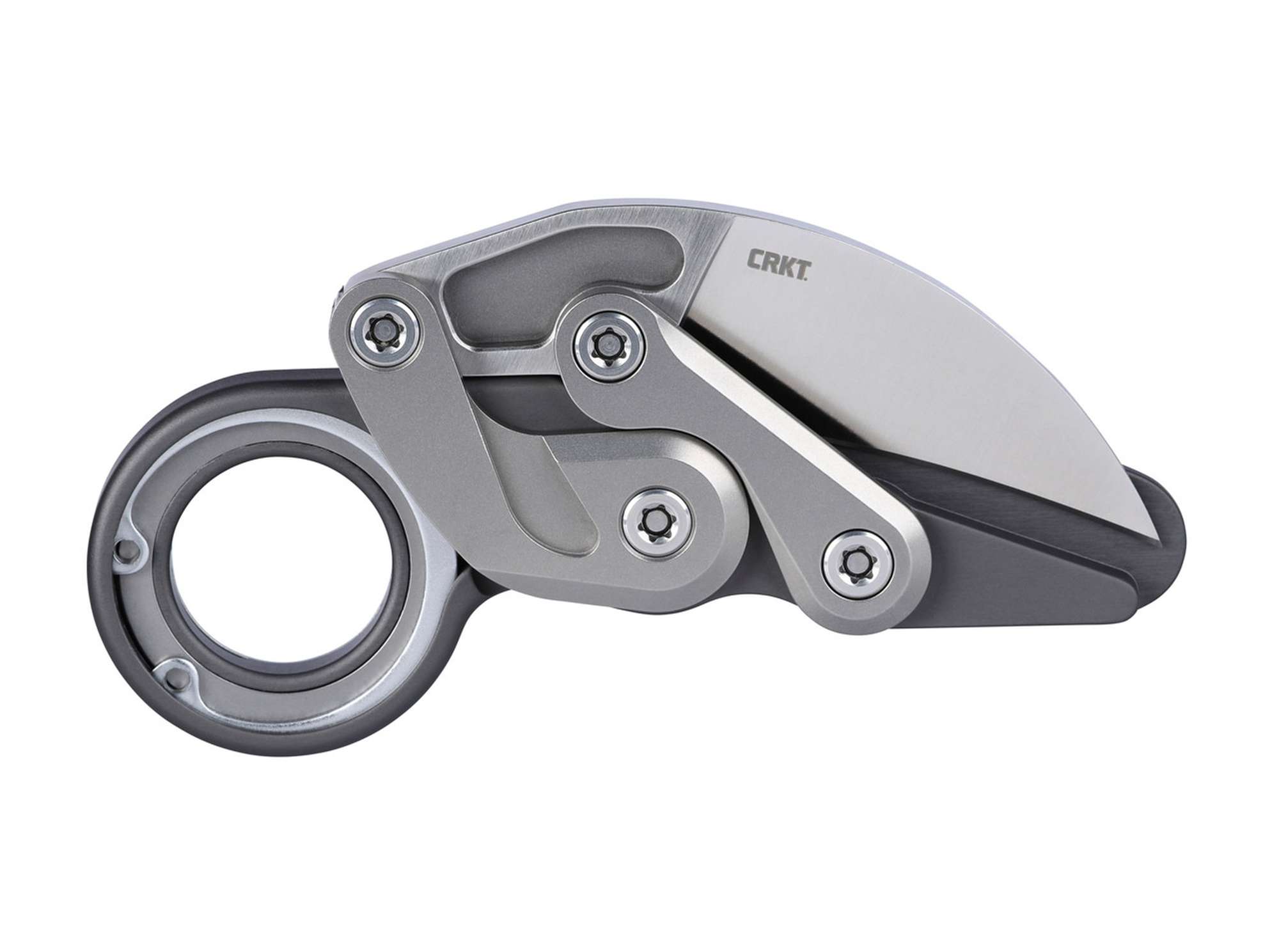 Briceag Provoke Aluminum Gray CRKT- Mecanism Kinematic, Lama Hawkbill D2