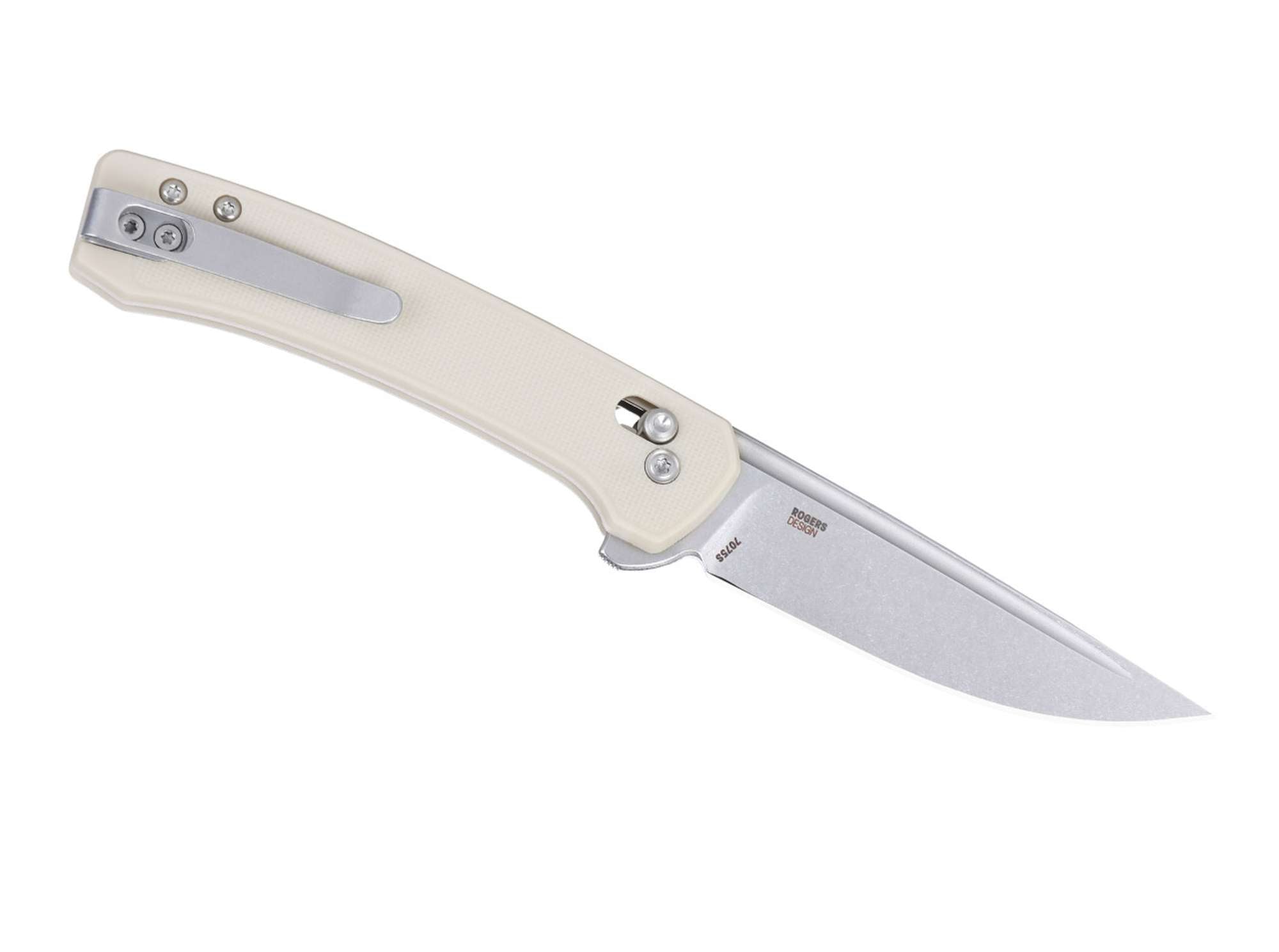 Briceag Q Compact Ivory GRN CRKT- Maner GRN Alb, Inchidere Crossbar