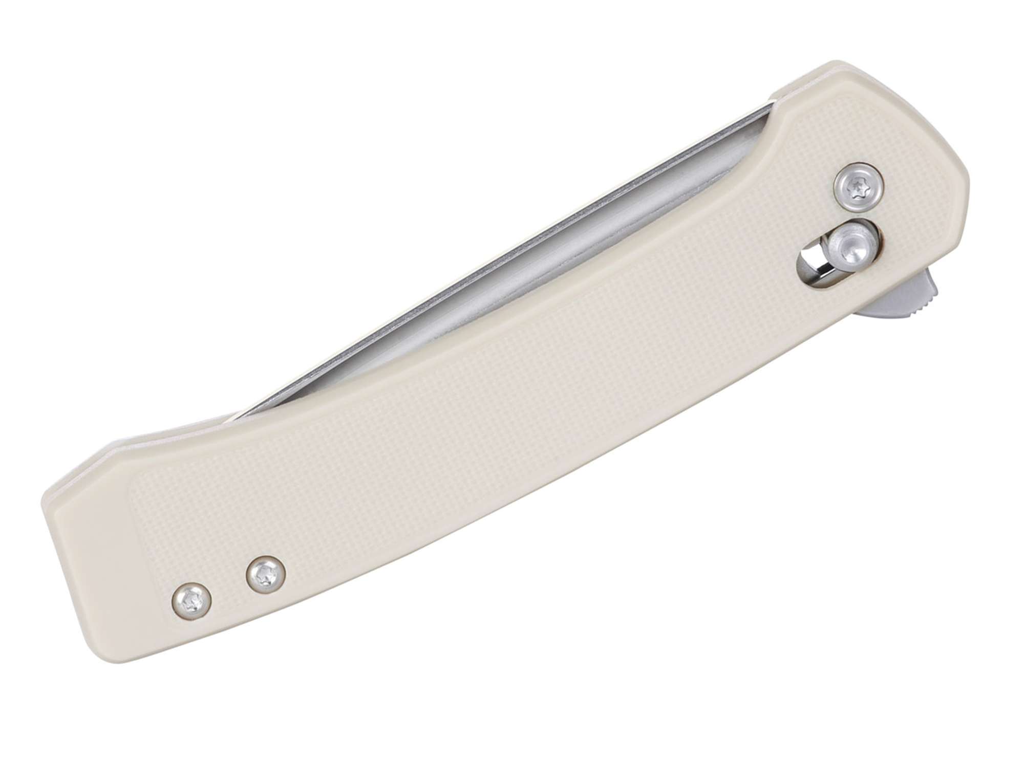 Briceag Q Compact Ivory GRN CRKT- Maner GRN Alb, Inchidere Crossbar