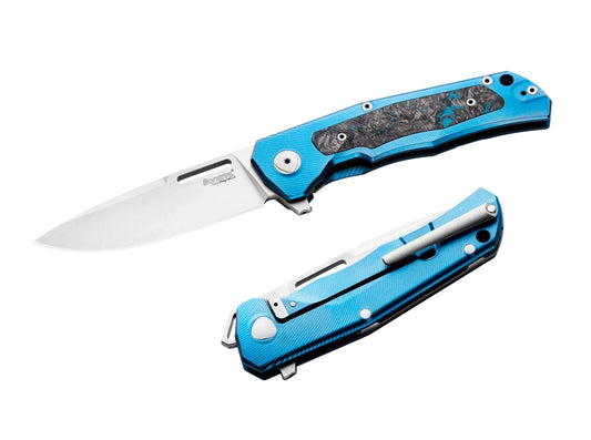Briceag Q4ttro Blue Ti CF LionSteel- Lamă MagnaCut, Mecanisme Multiple de Deschidere
