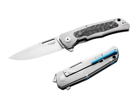 Briceag Q4ttro Ti Grey CF LionSteel- 4 mecanisme deschidere, Otel MagnaCut