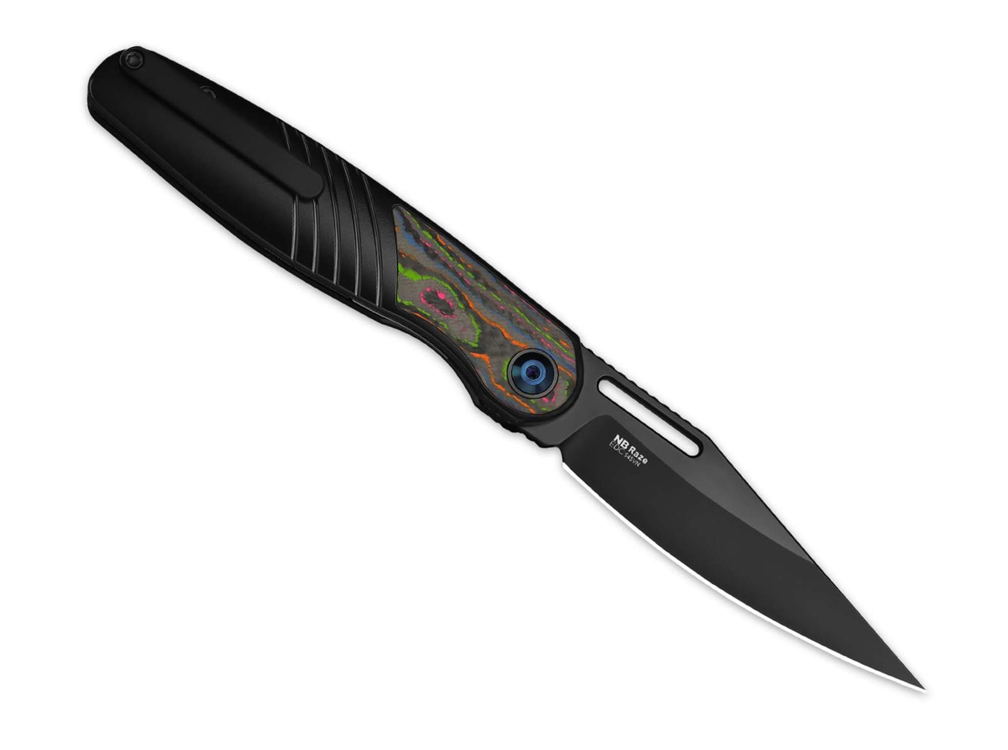 Briceag Raze S45VN Black Ti CF Camo 80's DLC Kizer- EDC, Fiabil