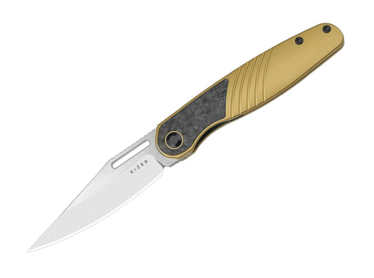 Briceag Raze S45VN Gold Ti CF Kizer- Lama S45VN, Maner Titan Carbon