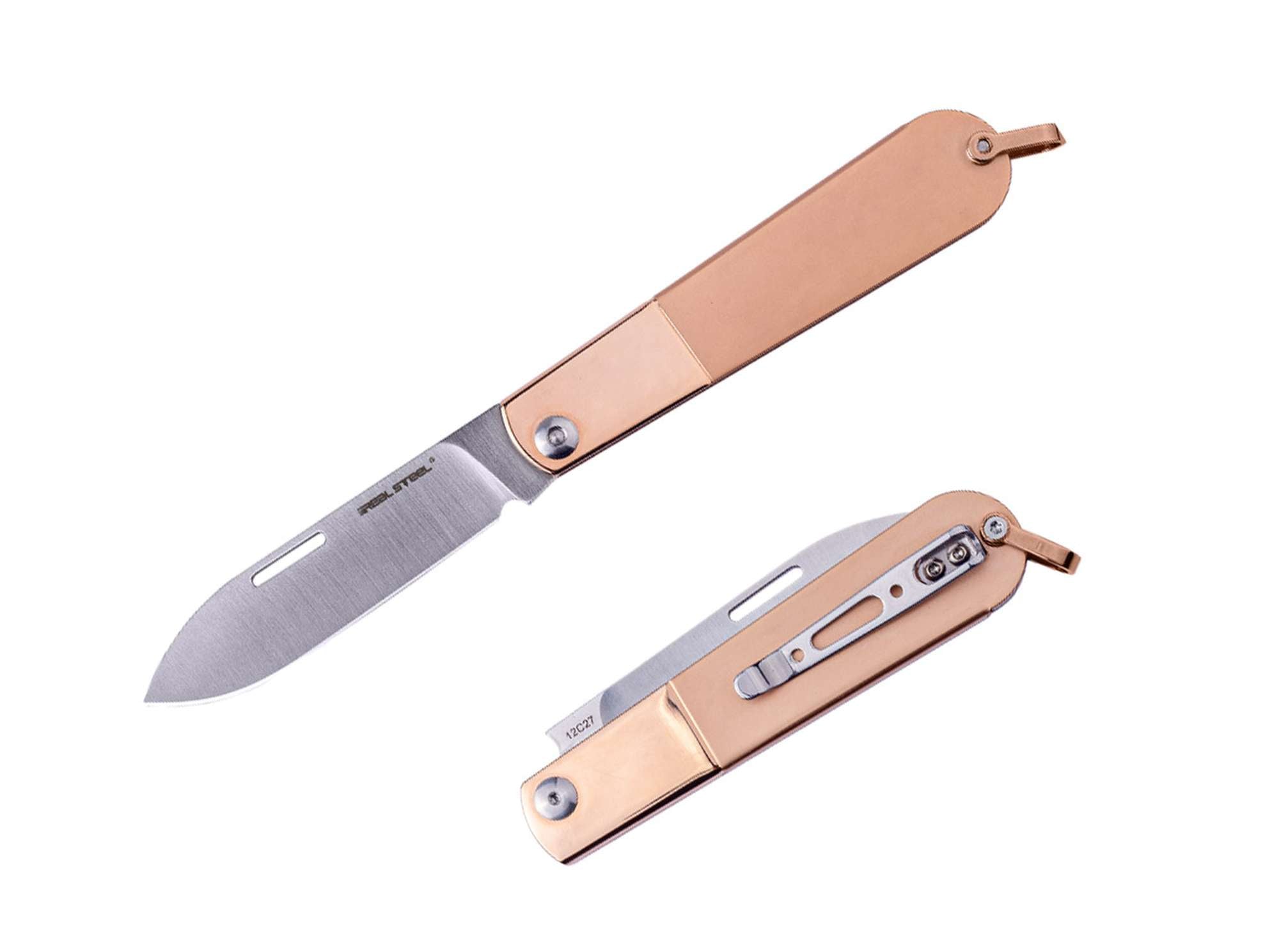 Briceag Real Barlow RB-3 Drop Point Rosegold Steel- Slipjoint, EDC