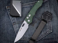 Briceag Real Steel Griffin Pro Micarta Green Stonewash – Cuțit EDC Robust, Modern și Elegant