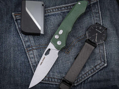Briceag Real Steel Griffin Pro Micarta Green Stonewash – Cuțit EDC Robust, Modern și Elegant