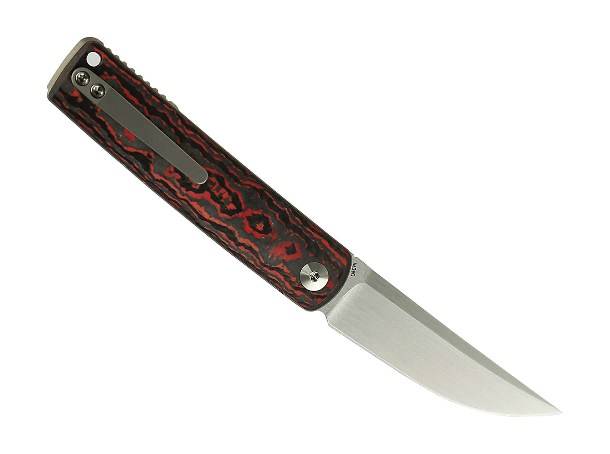 Briceag Reate Bushido Fat Carbon Lava Flow- Lama M390, Maner Fat Carbon