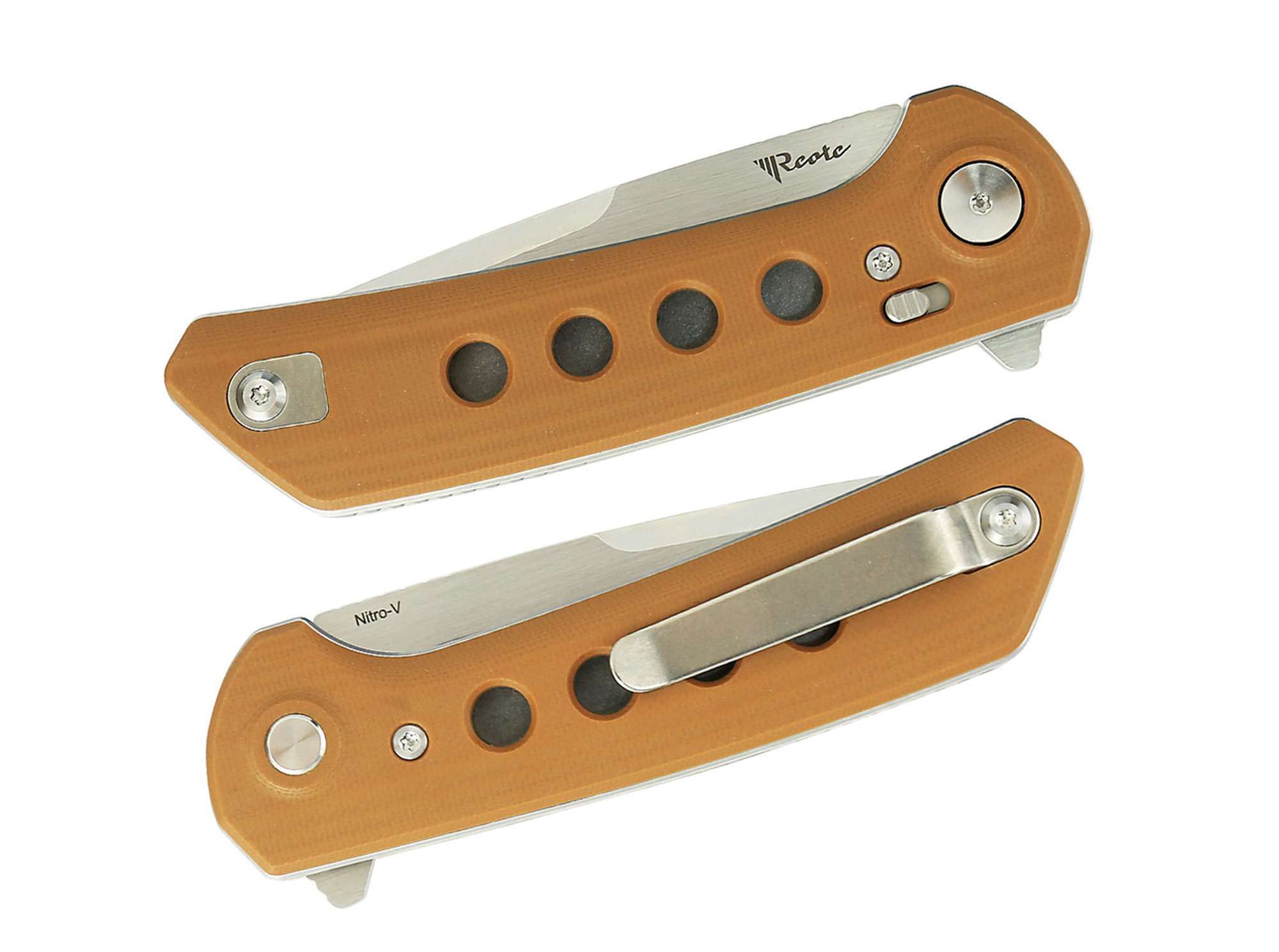 Briceag Reate PL-XF G10 Tan Stonewashed Reate- Lama Nitro-V, Maner G10