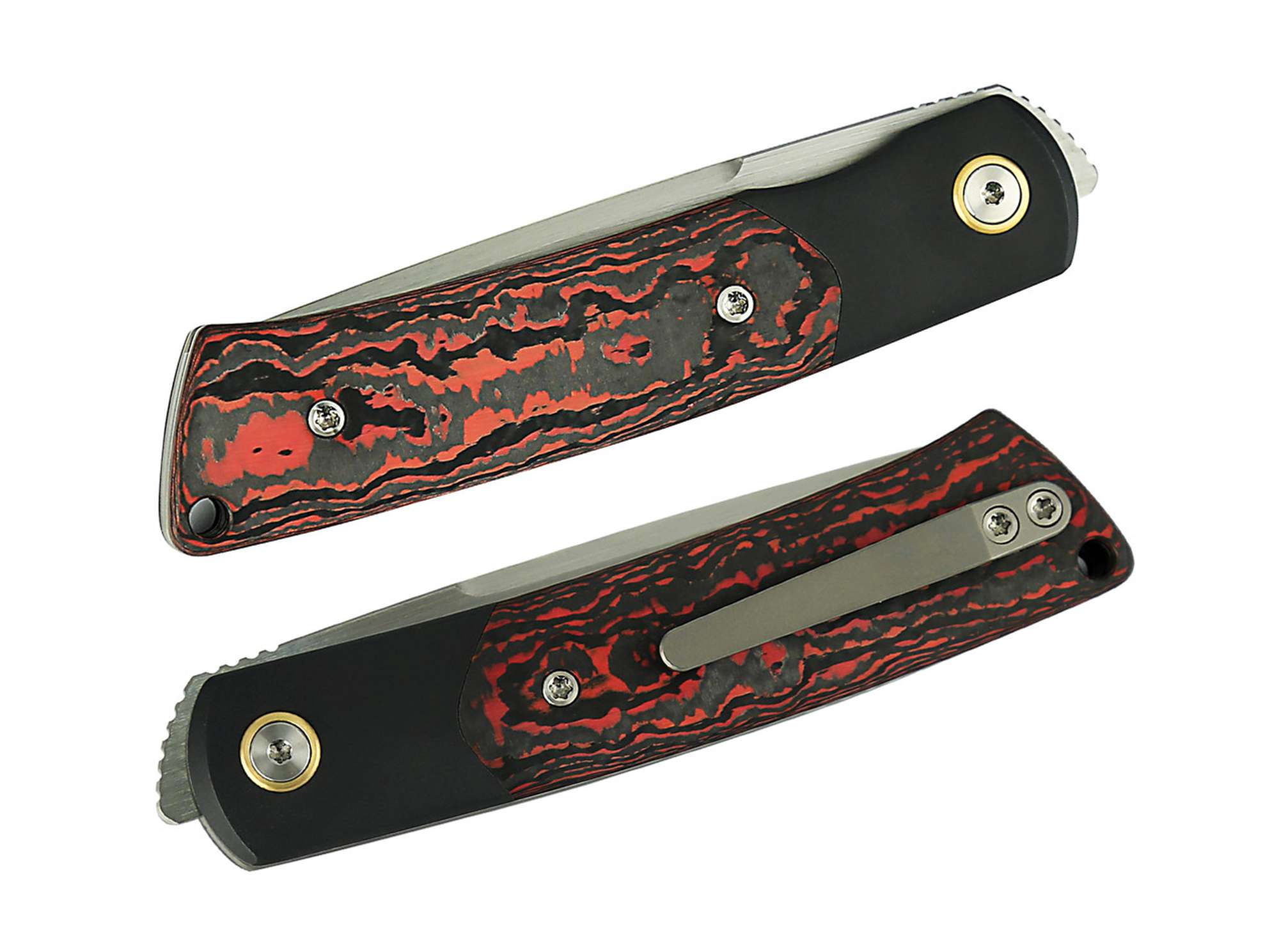Briceag Reate Tribute Fat Carbon Lava Flow Reate- Lama M390, Maner Titan Carbon