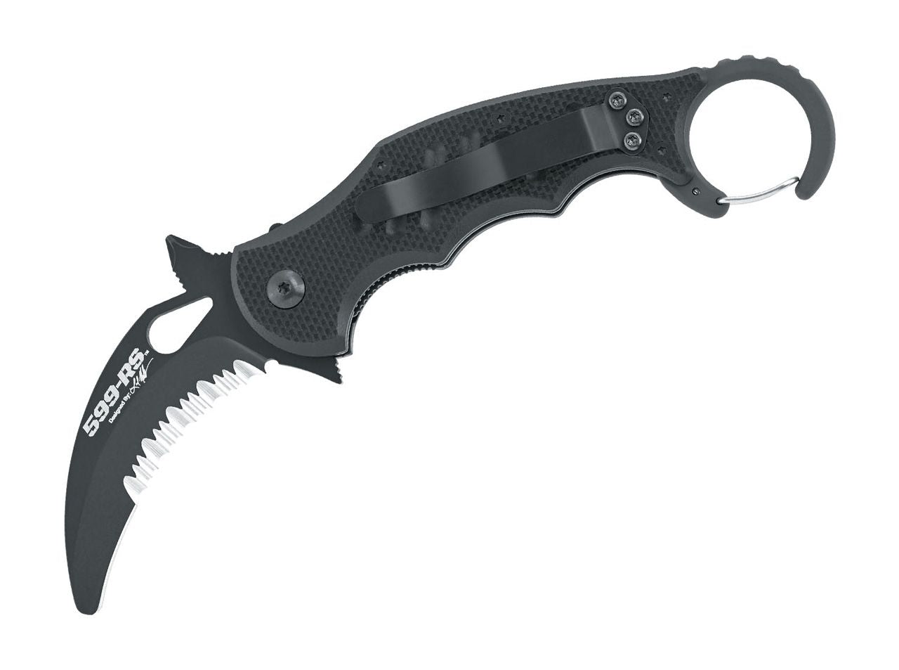 Briceag Rescue Kerambit Black Fox Knives- Spart-geam, Lama zimtata