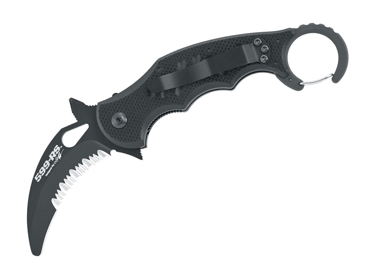 Briceag Rescue Kerambit Black Fox Knives- Spart-geam, Lama zimtata