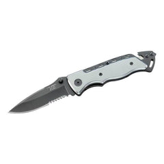 Briceag Rettungsmesser Gri CJH - Oțel 420, Linerlock, Dințat