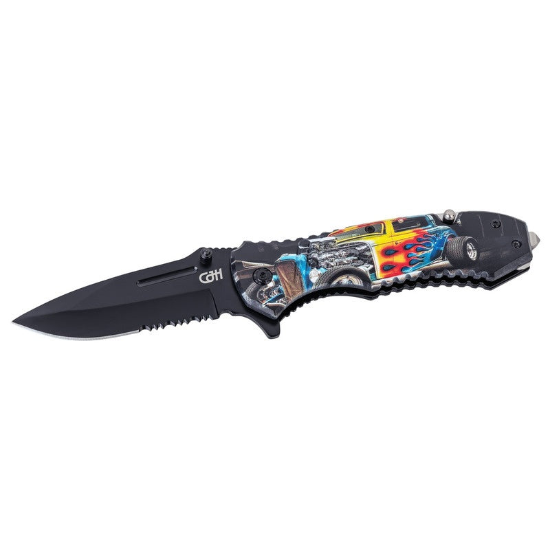 Briceag Rettungsmesser Hot Rod CJH - Oțel 420, Linerlock, Mâner Imprimat