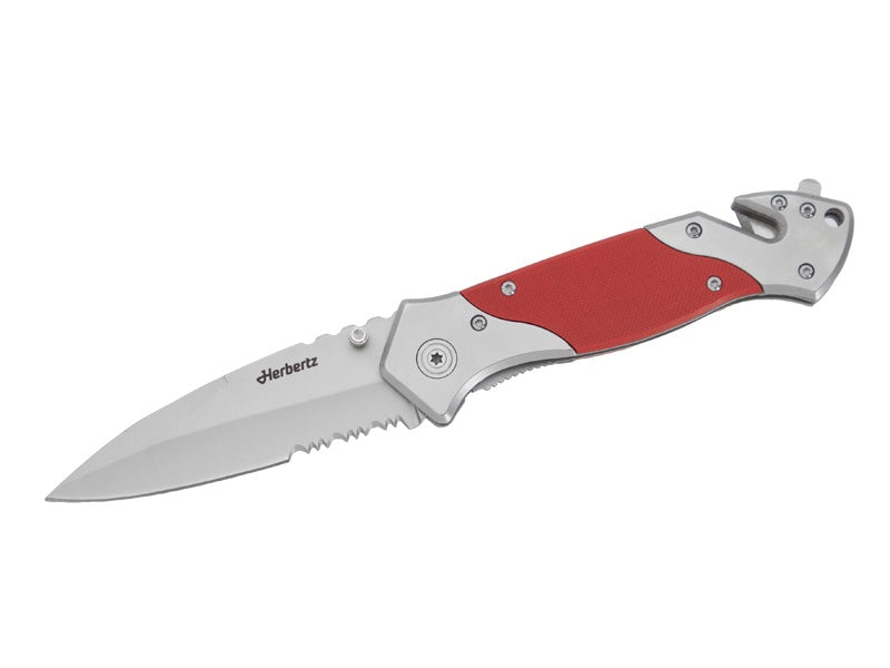 Briceag Rettungsmesser Roșu Herbertz - Oțel 420, Mâner G-10, Linerlock