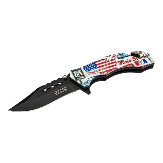 Briceag Rettungsmesser USA Flagge CJH - Oțel 420, Linerlock, Mâner Plastic