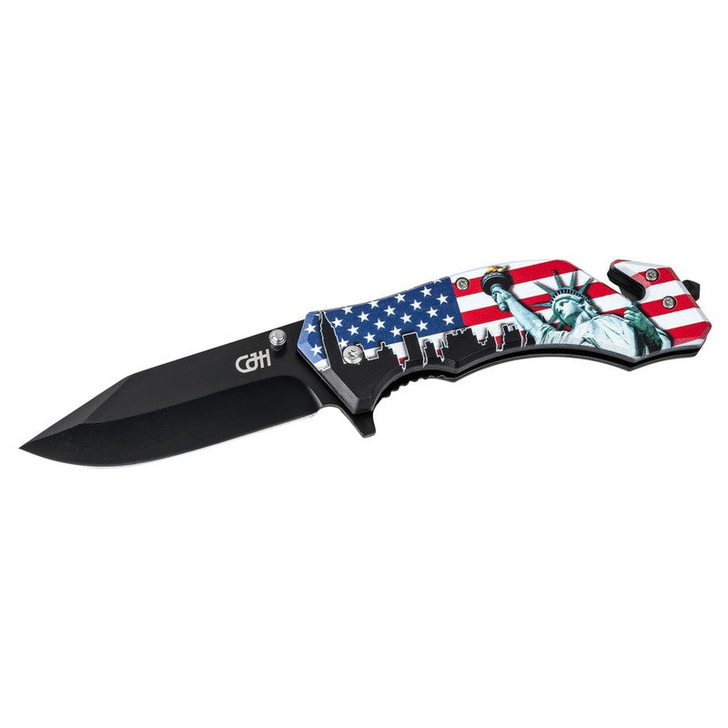 Briceag Rettungsmesser USA / New York CJH - Oțel 420, Linerlock, Design grafic