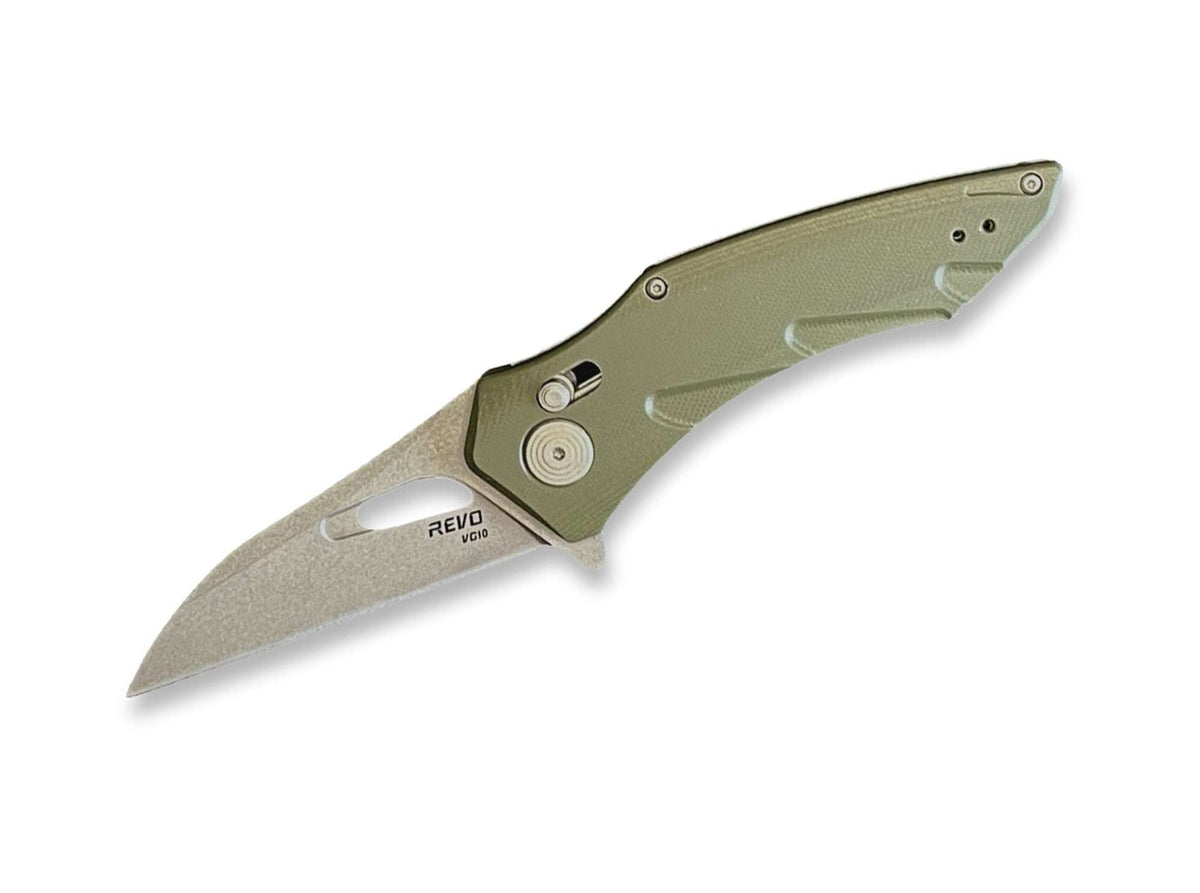 Briceag REVO Storm Wharncliffe G10 Green – Cuțit EDC Robust, Precis și Modern